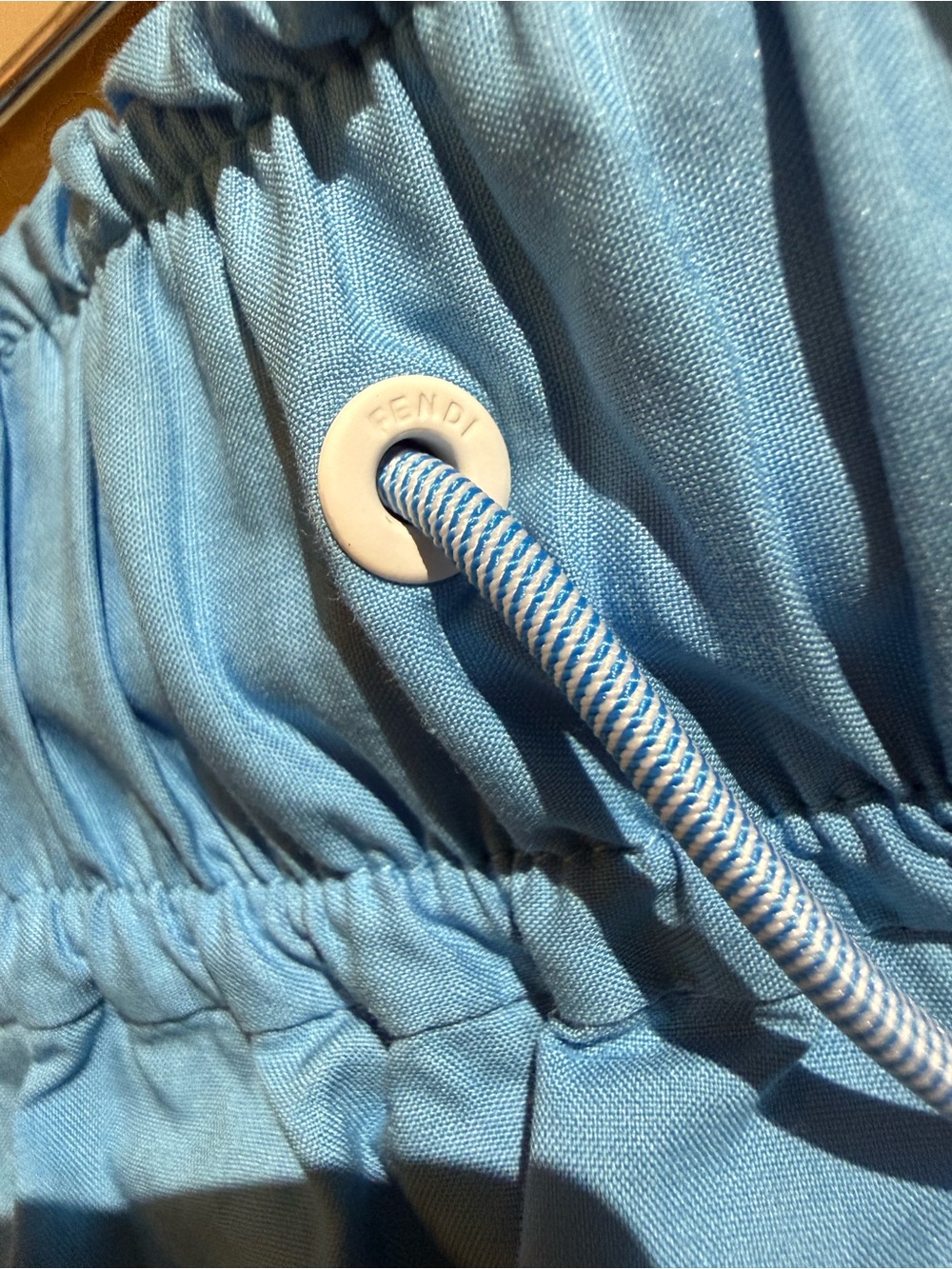 Authentic Fendi Light Blue Drawstring Skirt with Pocket - Picture 9 of 15